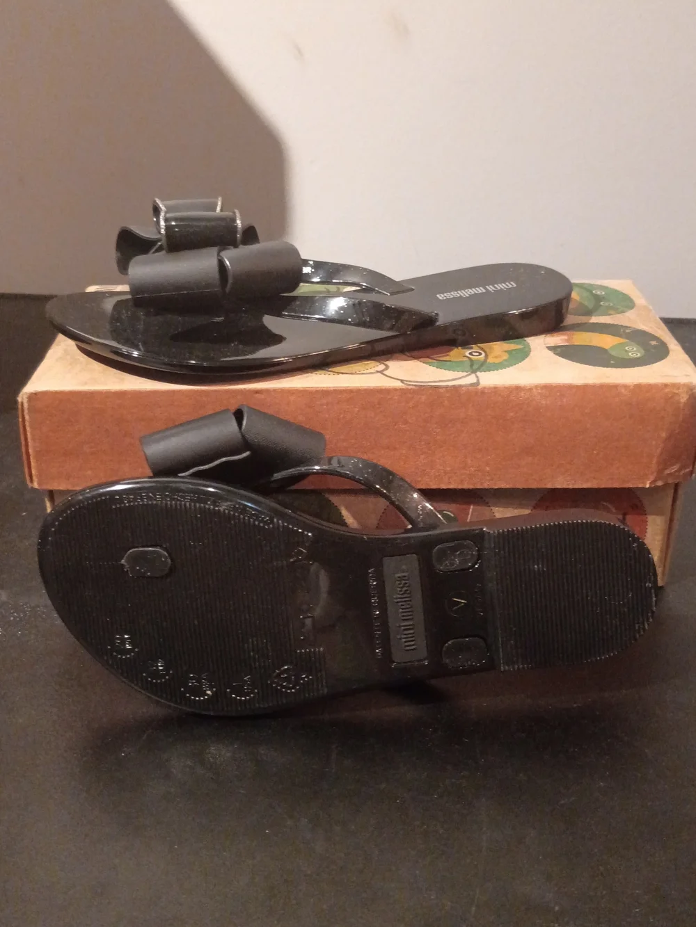 Mini Melissa Black Bow Jelly Sandals